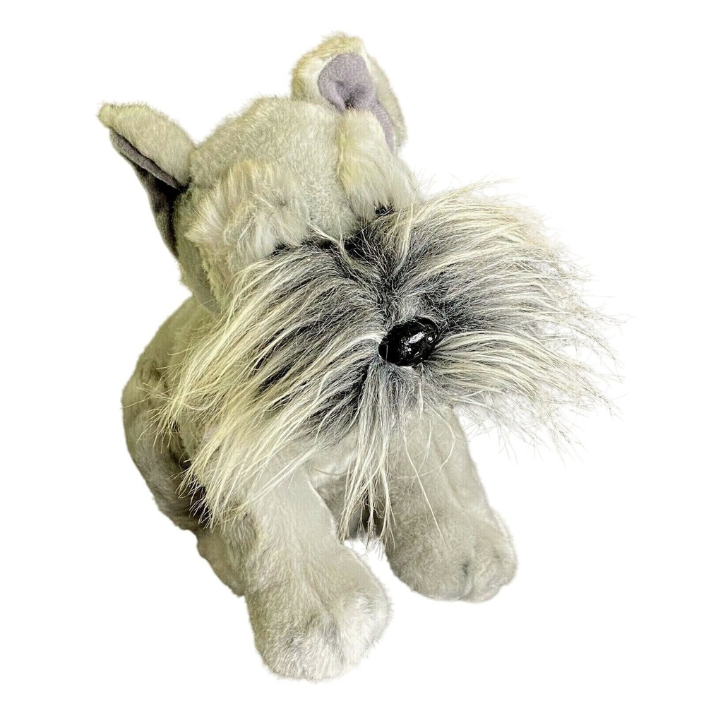 Vtg 90s Russ Berrie Schnauzer Dog Bean Plush 12" Gray Puppy Stuffed Animal